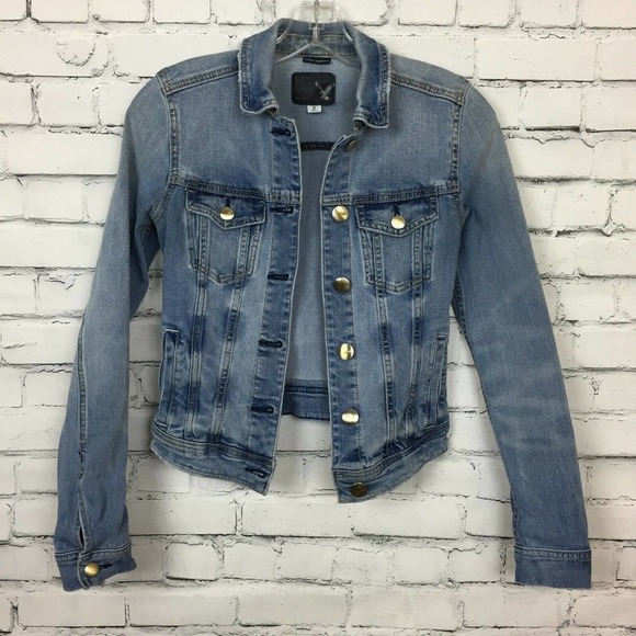 American Eagle Outfitters Jackets & Blazers - AEO Denim Jean Jacket Blue Buttons Collar Pockets